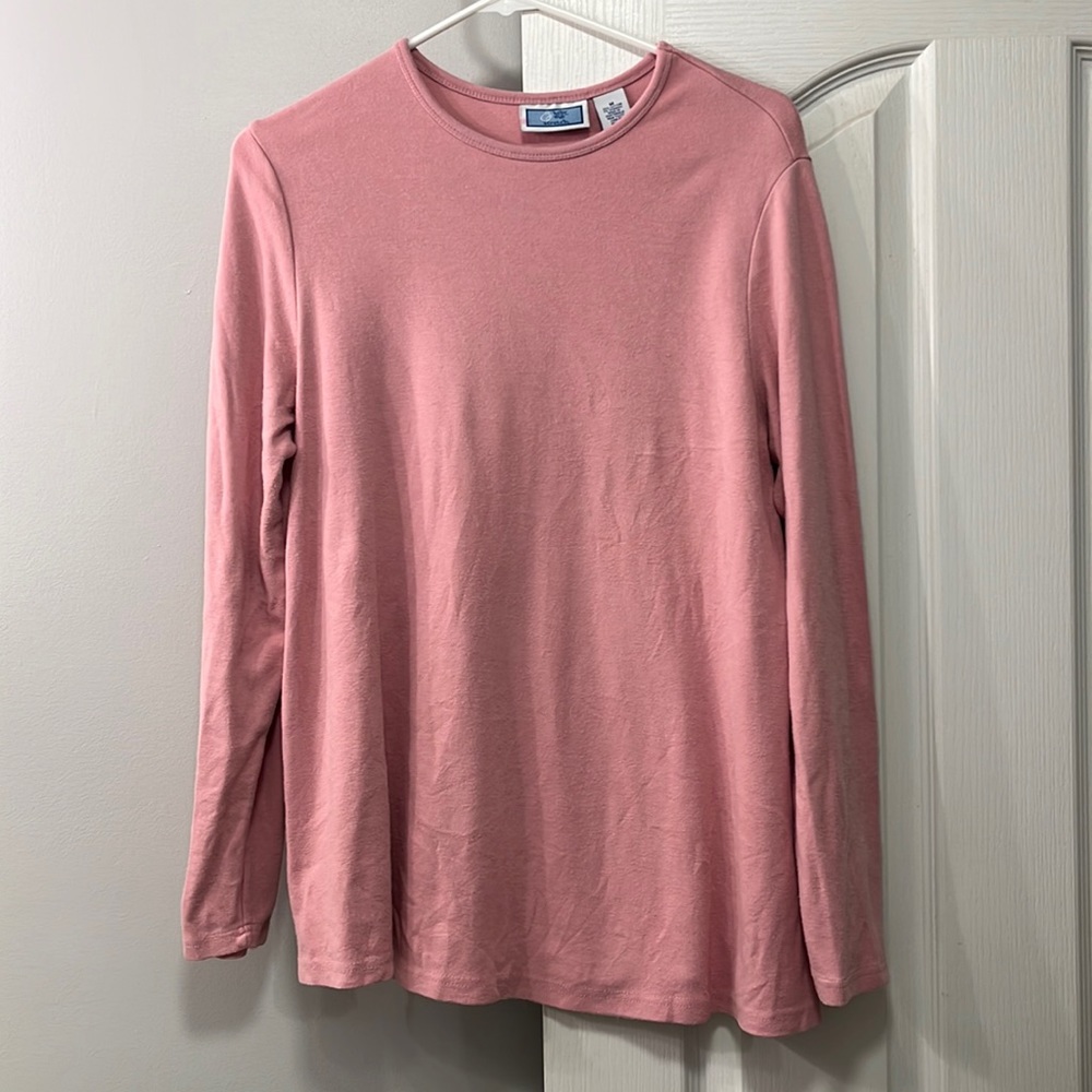 Baby and Me pink knit long sleeve maternity top